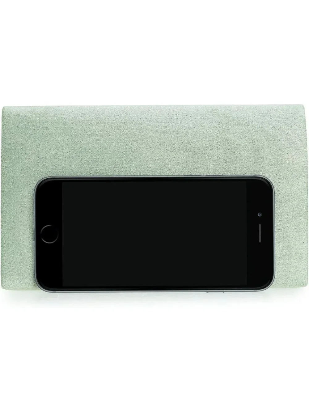 👜 Women's Mint Faux Suede Clutch Bag Elegant Metal Binding Evening Purse